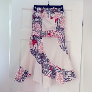De La Ostia summer dress belted and strapless  floral print size small